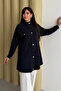 Hakim Collar Snap Pocket Detailed Modal Hijab Tunic 1191 Anthracite - Premium Series - 4