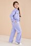Lilac Cute Character Printed Jacket and Trousers 3-Piece Girls' Set 23586 - 7