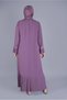 Pleated Wide Sleeve Sira Stone Printed Dress 20059 - 3