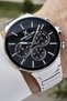 Men's Wristwatch with Black Dial, Silver Strap, Active Inner Displays, and Gift Packaging. - 2