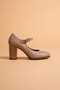Women's Genuine Leather Strappy Heeled Shoes Stone - 3