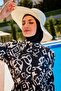 Patterned Fully Covered Hijab Swimsuit R2303 - 7