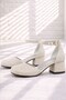 Merida Gold Silvery Thick Heeled Pearl Detailed Girls' Heeled Shoes