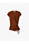 Slim Fit Sleeveless Double-Breasted Knit Cardigan with Tie Detail - 3