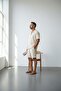 Men's Beige Short Sleeve Shirt Shorts Wrap Suit - 2