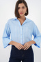 Women's Striped Oversize Short Shirt 20326 - Blue - 3