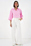 Women's Striped Oversize Short Shirt 20326 - Pink - 2