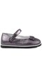 Genuine Leather Platinum Gray Velcro Girls' Ballerina Shoes - 3