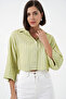 Women's Striped Oversize Short Shirt 20326 - E.Green - 3