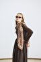 Slim Fit Belted Mix Dress Brown - 4