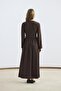 Slim Fit Belted Mix Dress Brown - 7