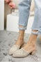 Beige Skin Knitwear Knitted Women's Heeled Slippers - 3