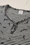 Black Striped Comfortable Patterned 100% Cotton V-Neck Short Sleeve Midi Length Daily Women's Dress - 7