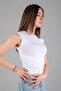 Women's Basic Sleeveless Tshirt with Gathered Sides and Round Neck - 3