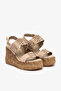 Renee Beige Genuine Leather Women's Wedge Heel Sandals - 4