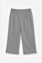 Women's Gray Brode Detailed Linen-Look Capri Pants with Wide Legs - 3