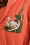 Duck Embroidered Short Hooded Muslin Women's Bathrobe - 3