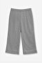 Women's Gray Brode Detailed Linen-Look Capri Pants with Wide Legs - 2