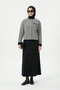 Gold Buttoned Ornamental Pocketed Skirted Double Suit Black 25Kt608