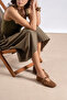 Taku Kahve Suede Leather Women's Perforated Ballet Flats - 2