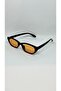 Retro Orange Glass Black Framed Unisex Small Slant Sunglasses - 5