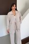 Oversize Zippered Lace-Up Waist Polo Collar Modal Women's Suit 1196 Stone - Premium Series - 5