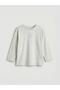 Gray Crew Neck Embroidered Girls' T-Shirt (S6)