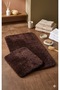 Brown Machine-Made Washable Softy Non-Slip Sole 2-Piece Set Bath Mat Sheepline - 2