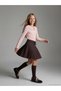 Brown Pleated Girls' Shorts Skirt (S6) - 2