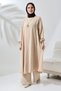 Hijab Double Set Cream Mevlana Full Flared Tunic Pants Imported Aerobin - 3