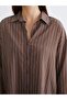 Brown Striped Oversized Women's Shirt (S6) - 3