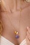 Long Necklace with Amtist Natural Stone on Steel Chain