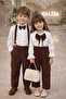 Boy's Combination Holiday Suit, Suspender Pants, Bow Tie, Shirt Set, Stylish Children's Combination - 3
