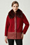 Rosalie Red Wool Fabric Leather Paneled Women's Jacket