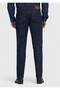 Navy Blue Straight Slim Fit Denim Cotton Blended Trousers - 5