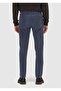 Blue Plain Woven Slim Fit Velvet Casual Cotton Blended Pants - 4