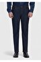 Navy Blue Straight Slim Fit Denim Cotton Blended Trousers - 2