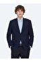 Navy Blue Patterned Regular Fit Jacket - 3