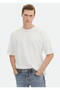 Crew Neck 100% Cotton Ecru T-Shirt - Jacquard