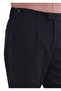 Navy Blue Striped Casual Woven Trousers - Regular Fit - 3