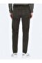 Khaki Corded Fabric Woven Slim Fit Velvet Casual Cotton Blend Trousers - 4