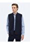 Navy Blue Regular Fit Stand Collar Casual Woven Sports Vest - 4