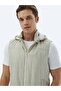 Light Khaki Regular Fit Hooded Casual Woven Sports Vest - 5