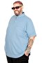 Mode XL Oversize Men's T-shirt Polo Neck Embroidered Classic Pique 20553 Blue - 2