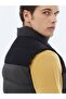 Black Regular Fit Stand Collar Casual Woven Sports Vest - 5
