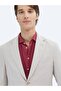 Salmon Patterned Modern Fit Linen Blend Jacket - 5
