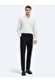 Black Woven Carrot Fit Casual Cotton Blended Pants