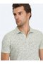 Nile Green Printed Polo Neck Cotton Blend T-Shirt - 3