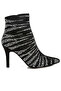 Women Satin Rhinestone Ankle Party Boots in Black - 2