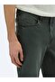 Dark Green Slim Fit Denim Cotton Blended Trousers - 3